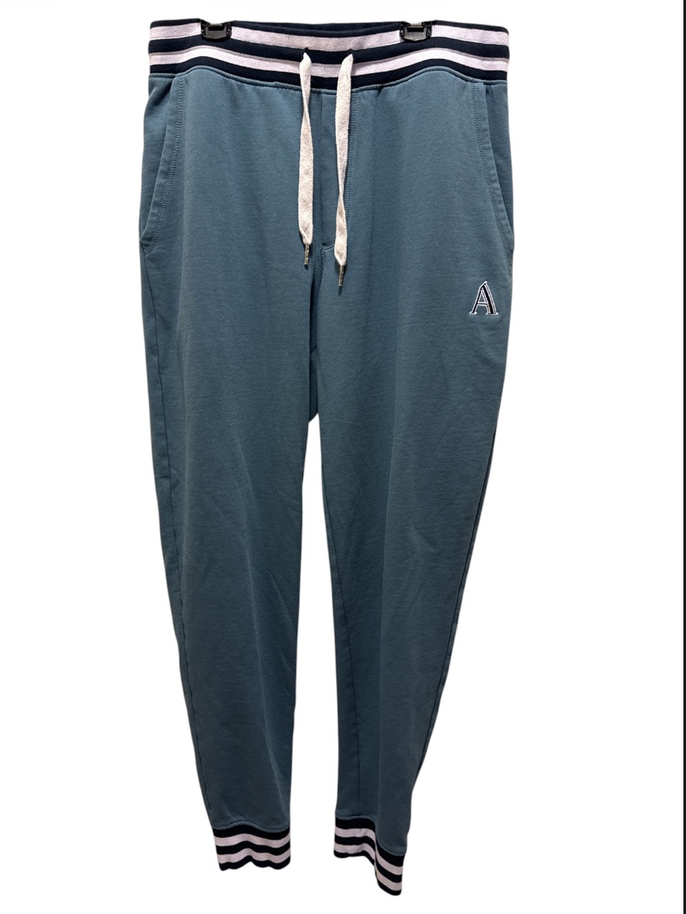 Perry Ellis America Mens Joggers Large Blue Fleece Sweatpants Rugby Retro Style